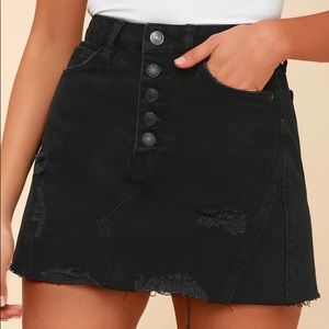 Free People Denim A-Line Skirt - Black